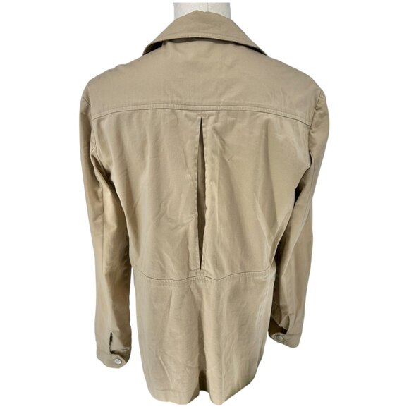 Evan-Picone Shacket Womens S Stretch Beige Shirt Jacket LS Pockets Zip Snap - Picture 6 of 13